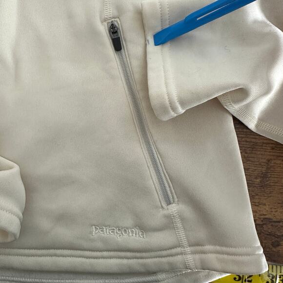 Patagonia Hoodie Sweatshirt Small Beige Polartec Power Dry Fleece Lined Jacket - Picture 6 of 9
